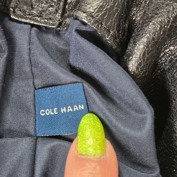 Cole Haan Stagedoor Studio hobo tote leather drawstring bag large black - Picture 10 of 17